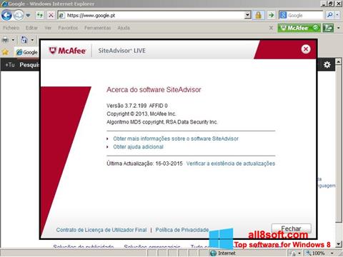 Screenshot McAfee SiteAdvisor Windows 8